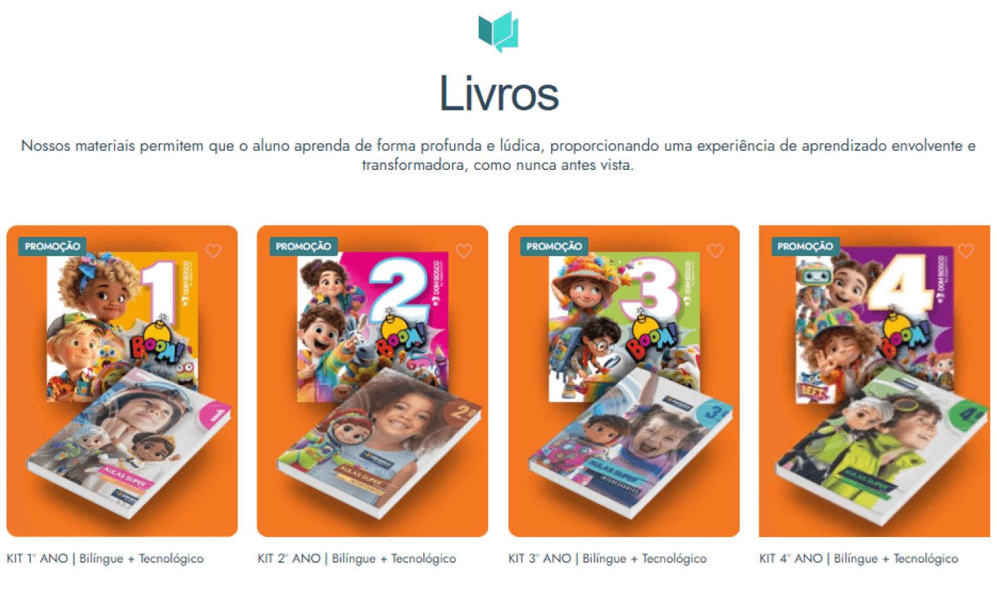 Vitrine com os Kits por ano