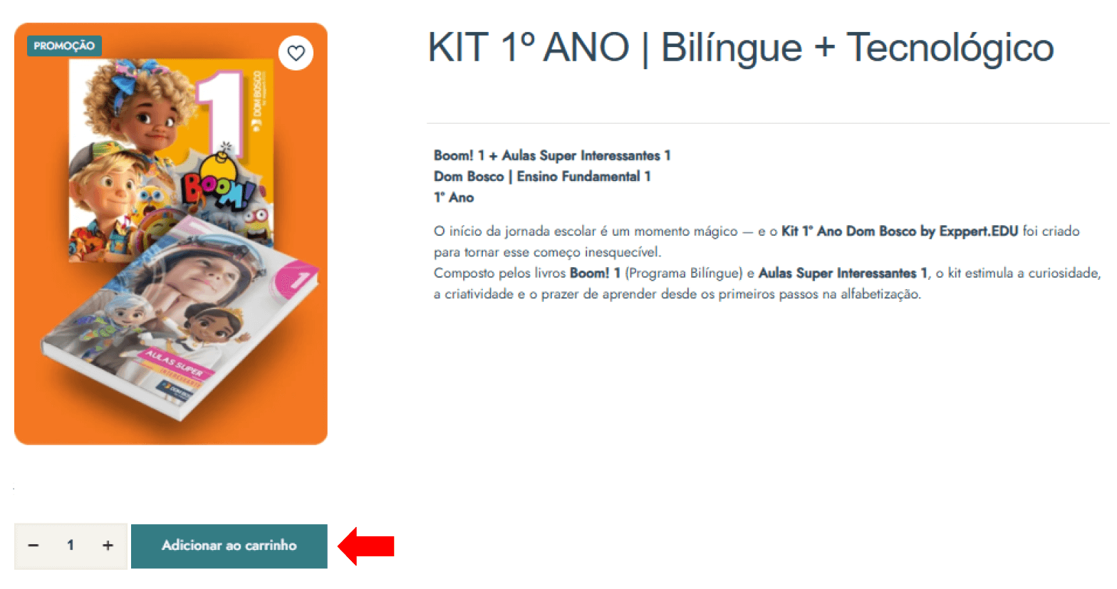 Página do Kit com botão Adicionar ao carrinho