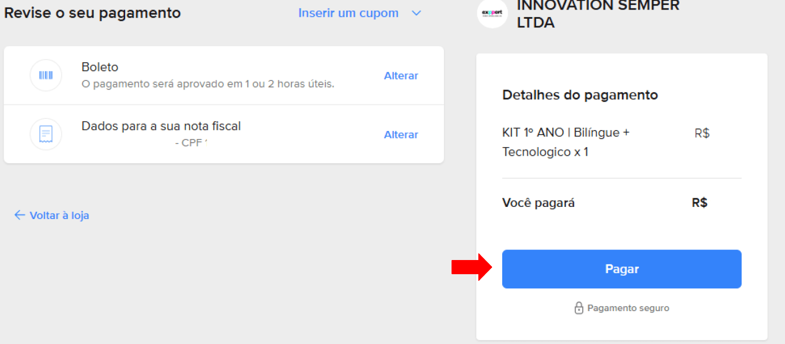 Vitrine com opções Bilíngue e Tecnológico
